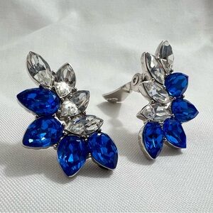 YSL RARE Earrings • Clip On Diamantés Eleutheria Chinoiserie Yves Saint Laurent